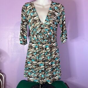 Voice Pullover V-Neck Blouse Multicolor Size Large Women's Top Casual